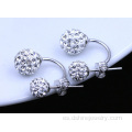 Plata cristal Disco Ball Shamballa Stud pendientes para las mujeres